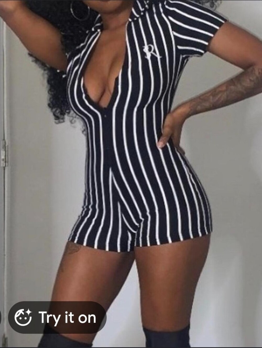 Black & White Striped Romper